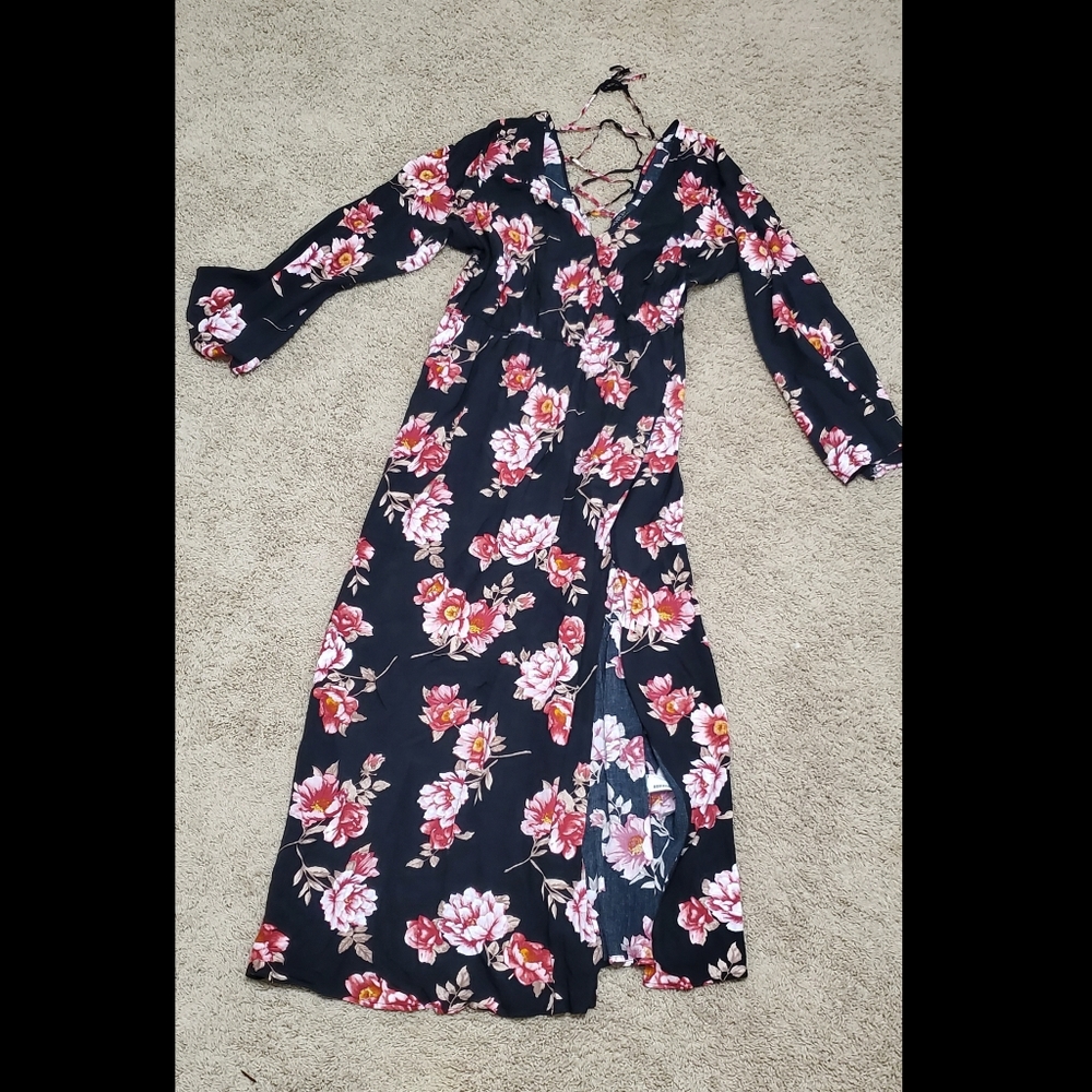 Long Sleeve Surplice Top Maxi Dress